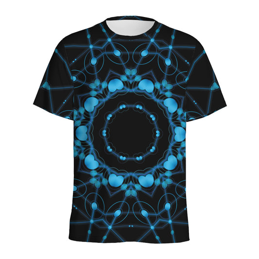 Dark Blue Kaleidoscope Print Men's Sports T-Shirt