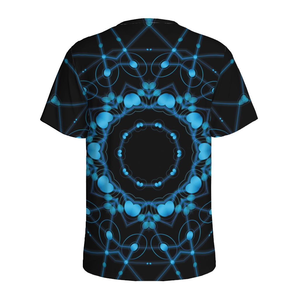 Dark Blue Kaleidoscope Print Men's Sports T-Shirt