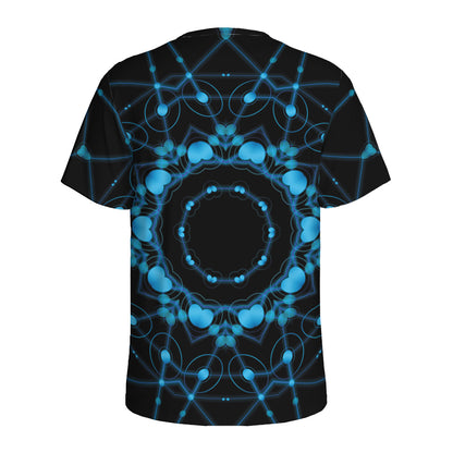 Dark Blue Kaleidoscope Print Men's Sports T-Shirt
