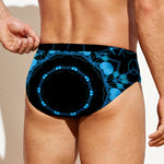 Dark Blue Kaleidoscope Print Men's Swim Briefs
