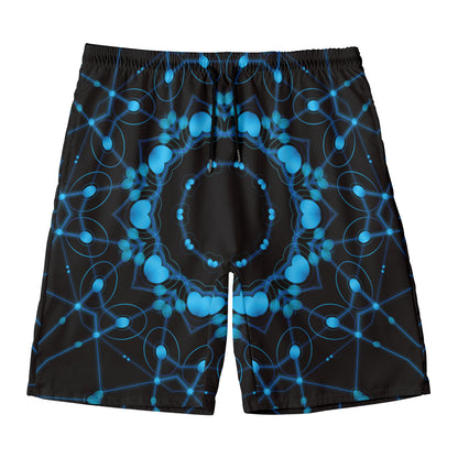 Dark Blue Kaleidoscope Print Men's Swim Trunks