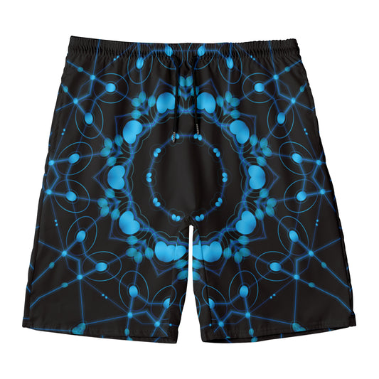 Dark Blue Kaleidoscope Print Men's Swim Trunks