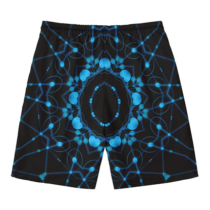 Dark Blue Kaleidoscope Print Men's Swim Trunks