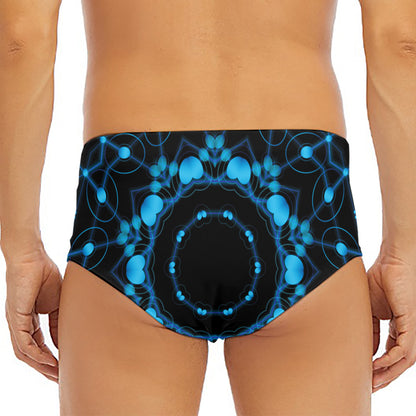 Dark Blue Kaleidoscope Print Men's Triangle Swim Briefs