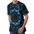 Dark Blue Kaleidoscope Print Men's Velvet T-Shirt