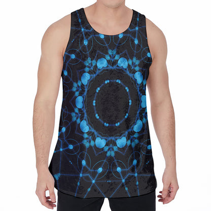 Dark Blue Kaleidoscope Print Men's Velvet Tank Top