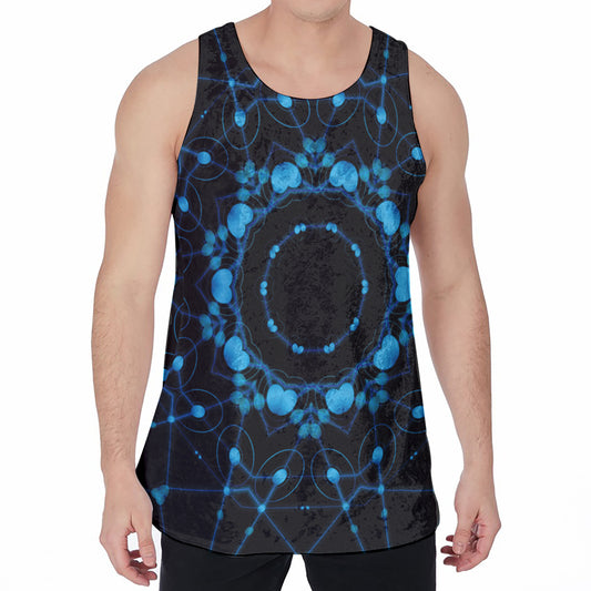 Dark Blue Kaleidoscope Print Men's Velvet Tank Top