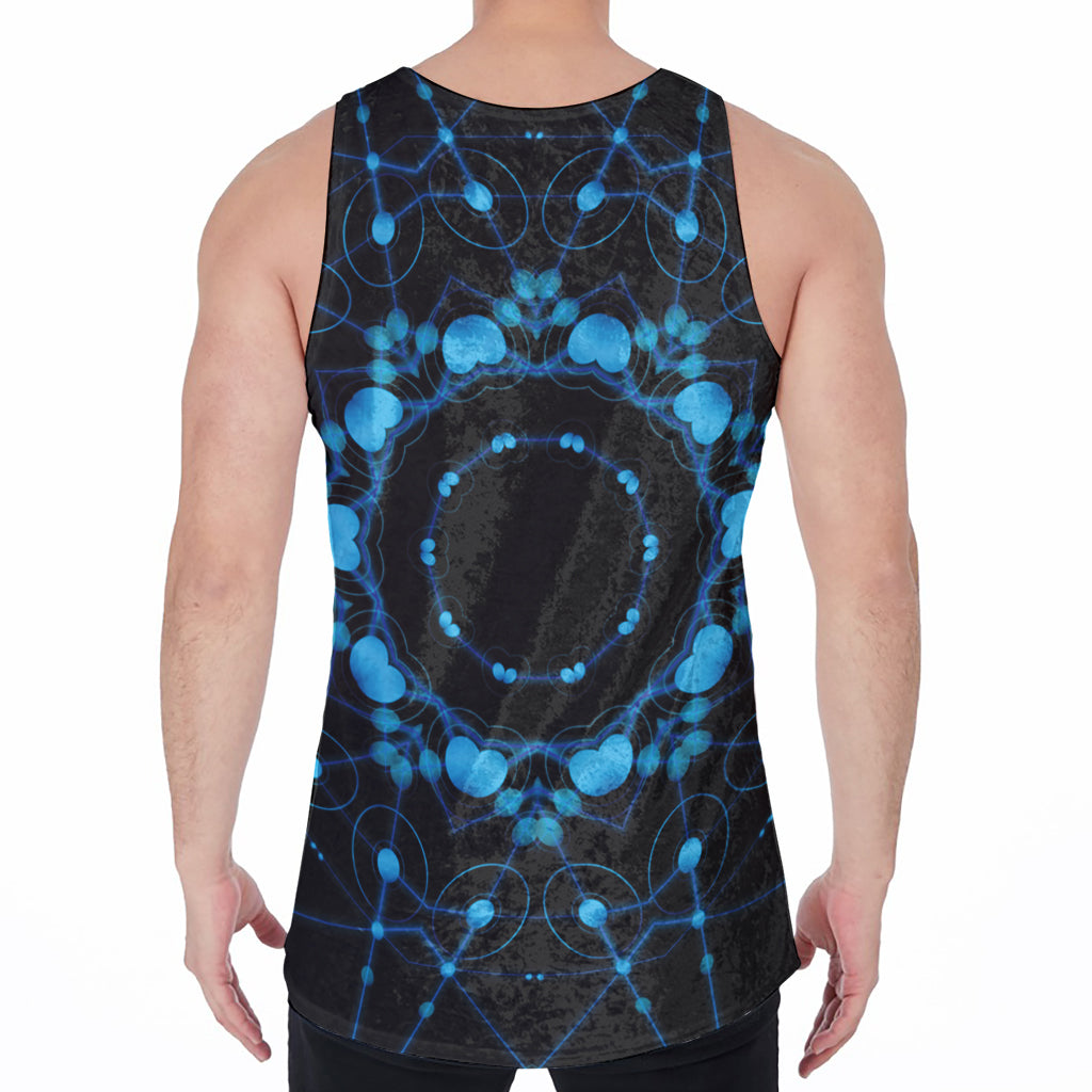 Dark Blue Kaleidoscope Print Men's Velvet Tank Top