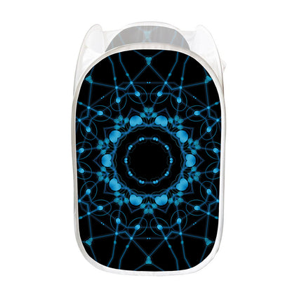 Dark Blue Kaleidoscope Print Mesh Laundry Hamper