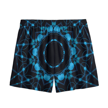 Dark Blue Kaleidoscope Print Mesh Shorts