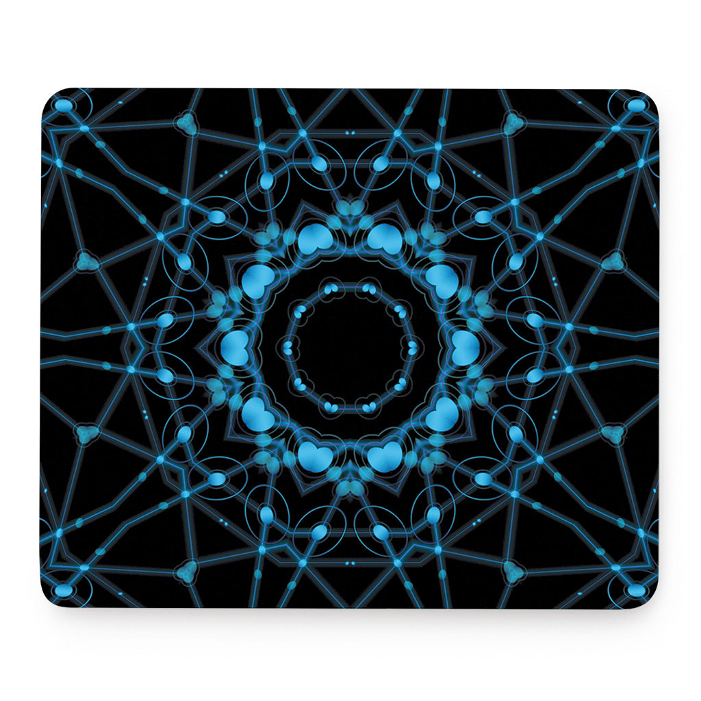 Dark Blue Kaleidoscope Print Mouse Pad