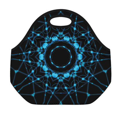 Dark Blue Kaleidoscope Print Neoprene Lunch Bag