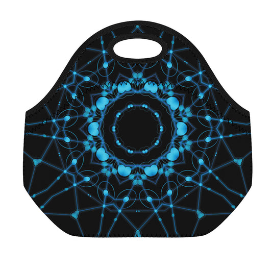 Dark Blue Kaleidoscope Print Neoprene Lunch Bag