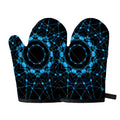 Dark Blue Kaleidoscope Print Oven Mitts