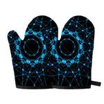 Dark Blue Kaleidoscope Print Oven Mitts