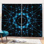 Dark Blue Kaleidoscope Print Pencil Pleat Curtains