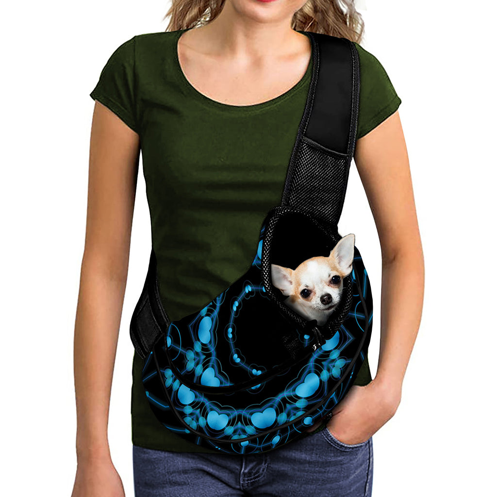 Dark Blue Kaleidoscope Print Pet Sling Carrier