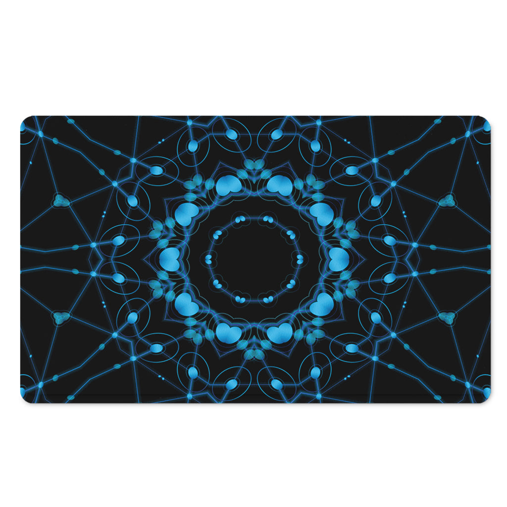 Dark Blue Kaleidoscope Print Polyester Doormat