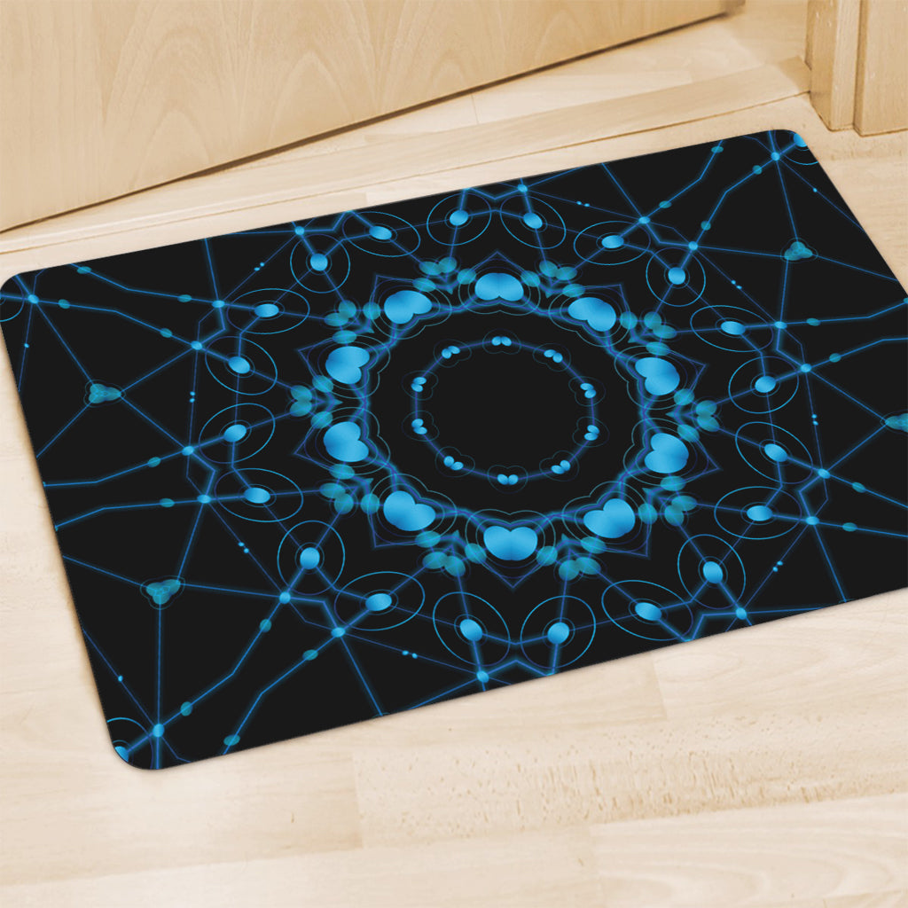 Dark Blue Kaleidoscope Print Polyester Doormat