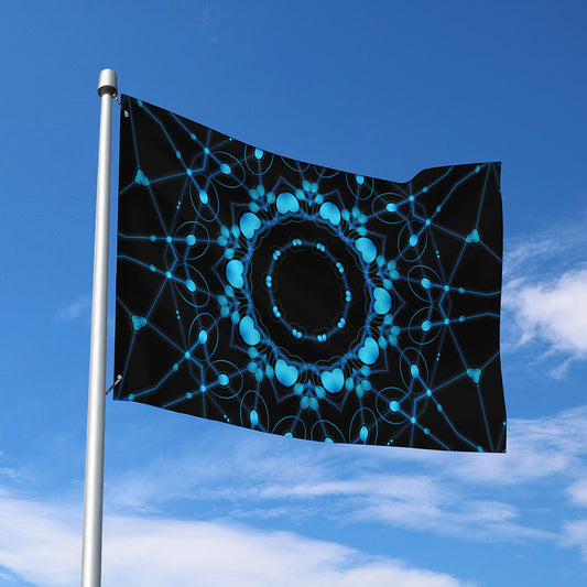 Dark Blue Kaleidoscope Print Polyester Flag