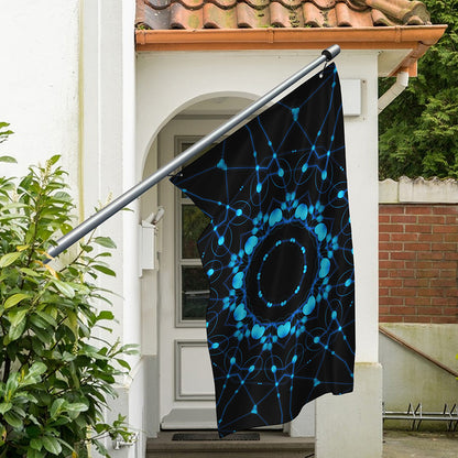 Dark Blue Kaleidoscope Print Polyester Flag