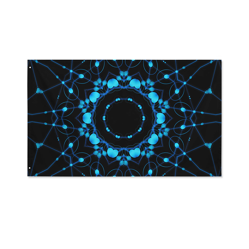 Dark Blue Kaleidoscope Print Polyester Flag