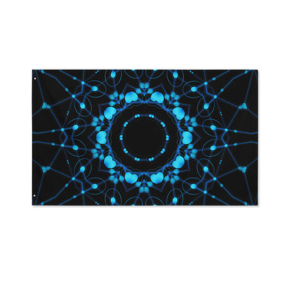 Dark Blue Kaleidoscope Print Polyester Flag