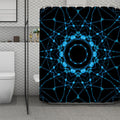 Dark Blue Kaleidoscope Print Polyester Shower Curtain