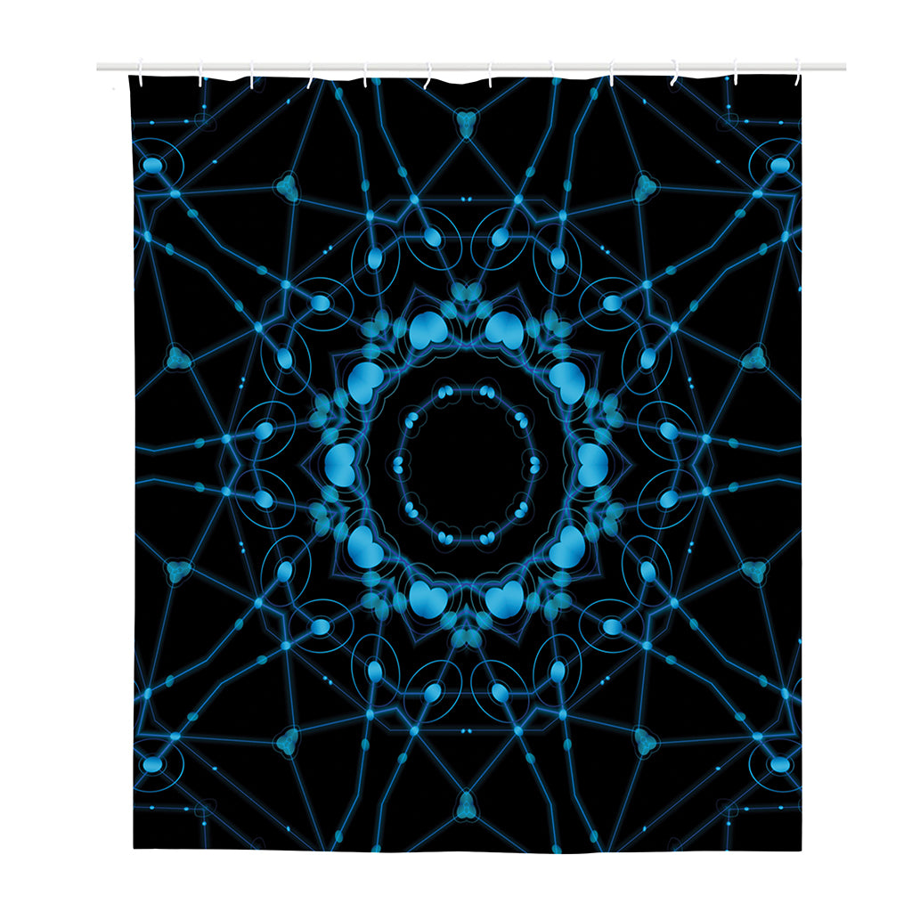 Dark Blue Kaleidoscope Print Polyester Shower Curtain