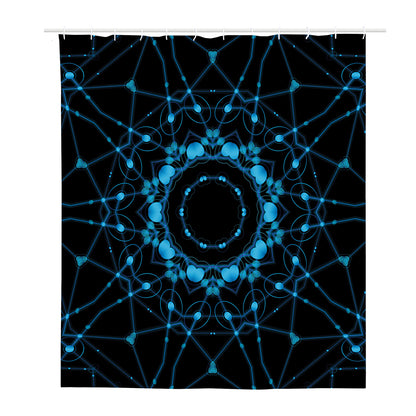 Dark Blue Kaleidoscope Print Polyester Shower Curtain