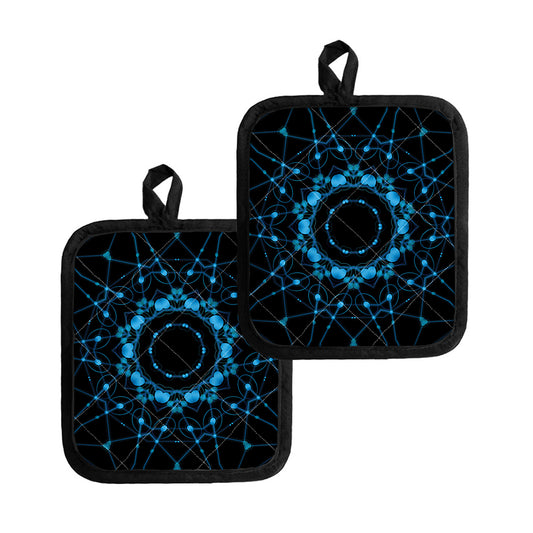 Dark Blue Kaleidoscope Print Pot Holders