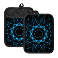 Dark Blue Kaleidoscope Print Pot Holders With Pocket