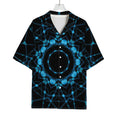 Dark Blue Kaleidoscope Print Rayon Hawaiian Shirt