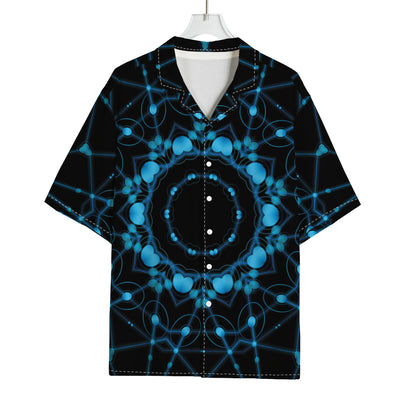 Dark Blue Kaleidoscope Print Rayon Hawaiian Shirt