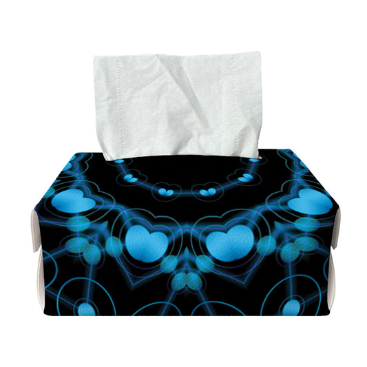Dark Blue Kaleidoscope Print Rectangle Tissue Box Cover