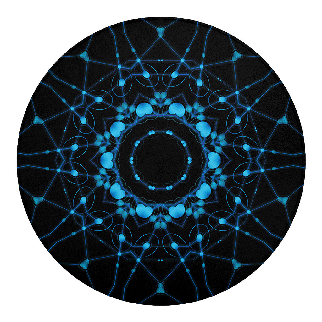 Dark Blue Kaleidoscope Print Round Blanket