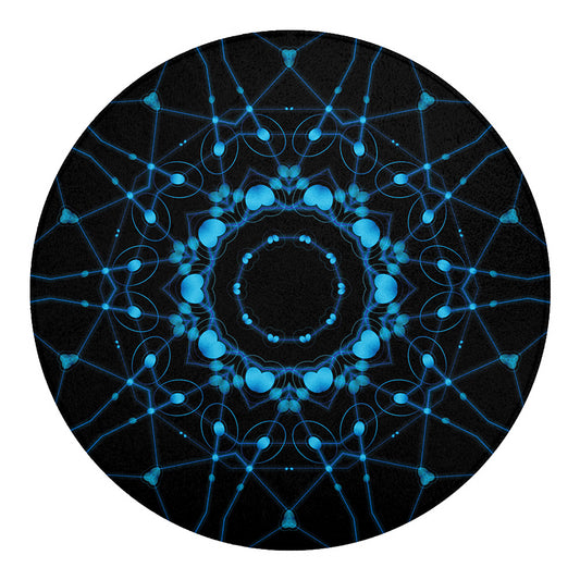 Dark Blue Kaleidoscope Print Round Blanket