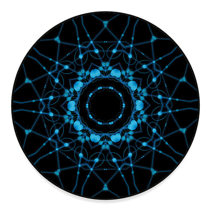 Dark Blue Kaleidoscope Print Round Floor Mat