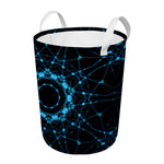 Dark Blue Kaleidoscope Print Round Laundry Basket