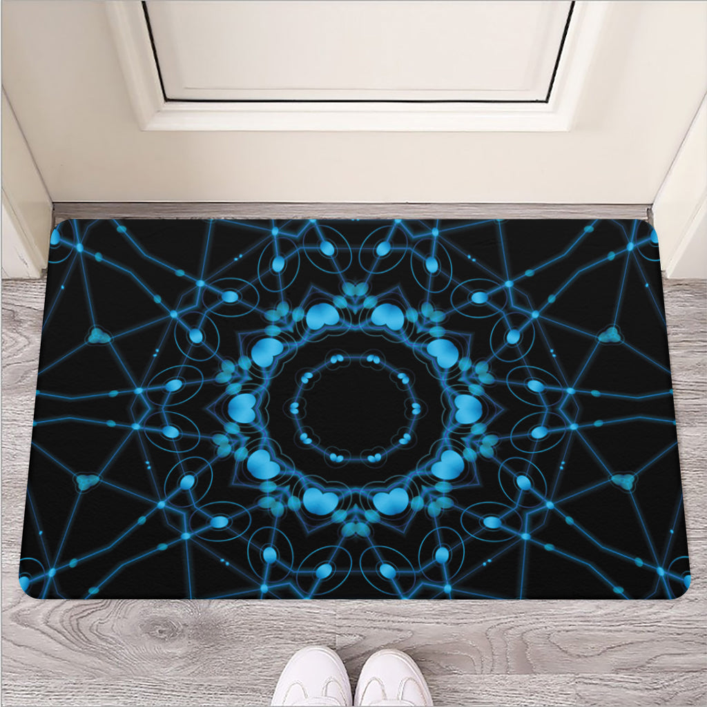 Dark Blue Kaleidoscope Print Rubber Doormat