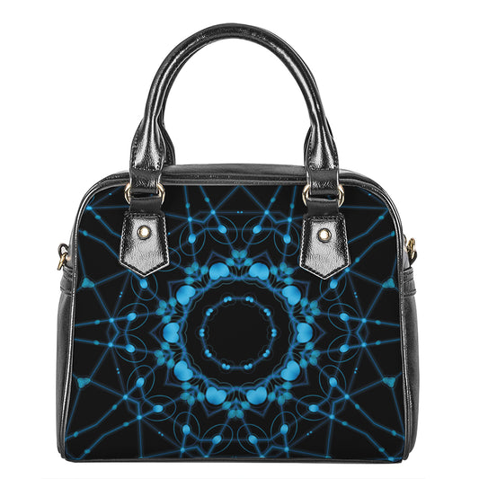 Dark Blue Kaleidoscope Print Shoulder Handbag