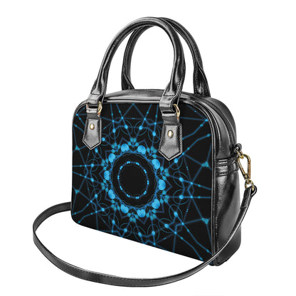 Dark Blue Kaleidoscope Print Shoulder Handbag