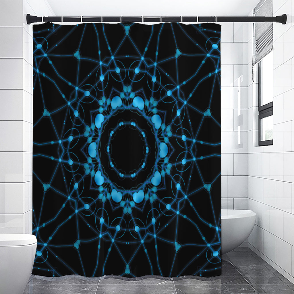 Dark Blue Kaleidoscope Print Shower Curtain