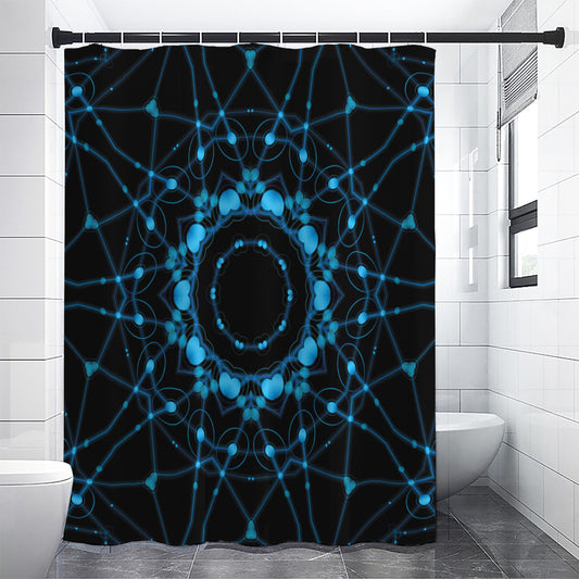 Dark Blue Kaleidoscope Print Shower Curtain