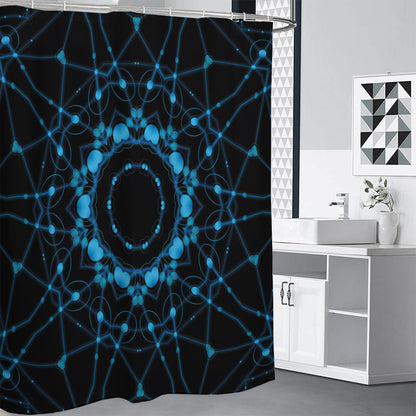 Dark Blue Kaleidoscope Print Shower Curtain
