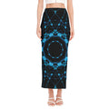 Dark Blue Kaleidoscope Print Side Slit Maxi Skirt