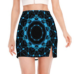 Dark Blue Kaleidoscope Print Side Slit Mini Skirt