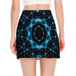 Dark Blue Kaleidoscope Print Side Slit Mini Skirt