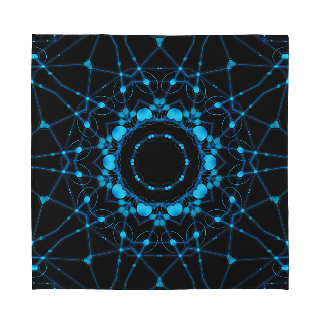 Dark Blue Kaleidoscope Print Silk Bandana