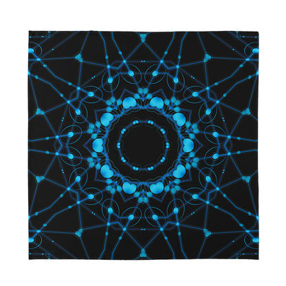 Dark Blue Kaleidoscope Print Silk Bandana